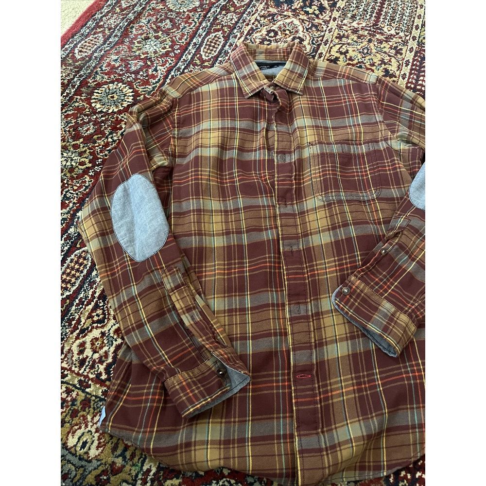 Daniel Cremieux Mens Medium Plaid Flannel Shirt Elbow Pads Long Sleeve